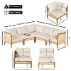 Christopher Knight Home Tighnari Boho Outdoor 5-Seater Rattan Acacia Wood V-Shaped Sectional Sofa with Cushions - 3 of 4