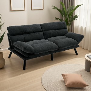 70" Velvet Modern 2-Seater Sofa with Thick Cushions & Metal Legs - 1 of 4