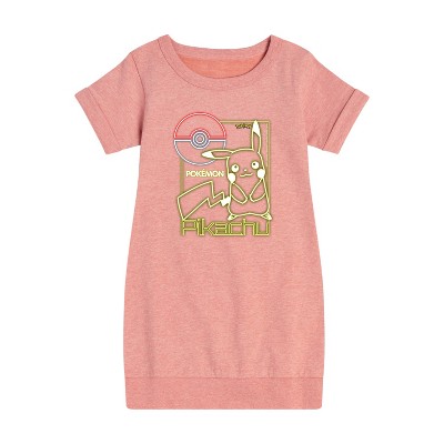 - Pokémon - Neon Pikachu Graphic Short Sleeve Fleece Dress