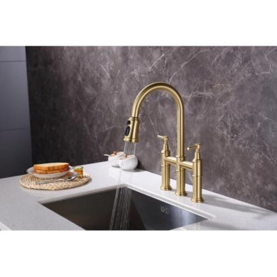 Pot Filler and Touchless Pull-Down Faucet: Wall-Mounted Bridge Design