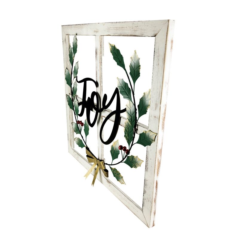 Northlight 23.75" Joy Window Frame with Holly Christmas Wall Sign, 4 of 6