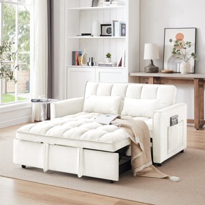 Daybed Sofa,Modern Velvet Daybed Sofa With Adjustable Back And Pillows,Convertible Sofa Bed,Daybed Sofa For Living Room-Cuddlewood - 1 of 4