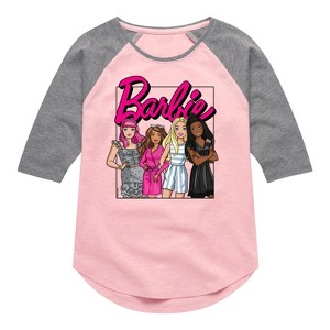 Girls' - Barbie - Girls All Together Shirt Tail Raglan Graphic T-shirt - 1 of 3
