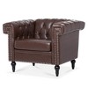 39" PU Leather 1-Seater Sofa with High-Density Cushion and Wood Legs - 2 of 4
