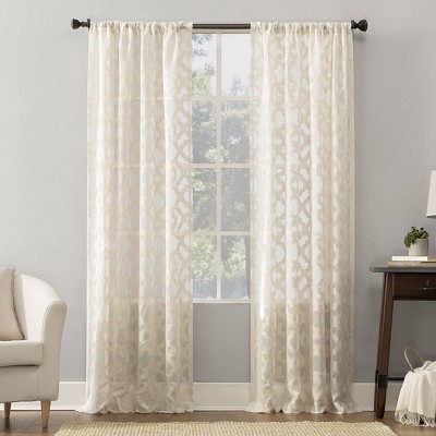 No. 918 Sheer Yvette Trellis Jacquard Rod Pocket Curtain Panel : Target