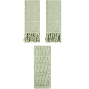 REGALWOVEN 3 Packs Cotton Soft Absorbent Tassels and Waffle Decorative Hand Towel - 1 of 4