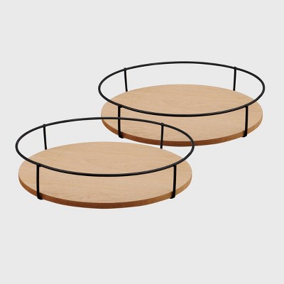 2ct Lazy Susan Tray Wood - Bullseye's Playground™