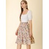 INSPIRE CHIC Women's Ruffle Hem Elastic Waist Flowy A-Line Swing Floral Midi Skirt - 4 of 4
