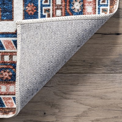 Eco-Friendly Bohemian Medallion 4' x 6' Blue Synthetic Rug