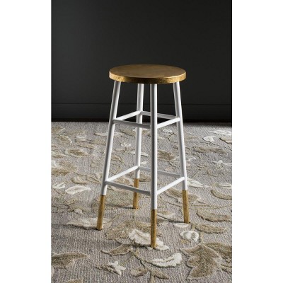 Emery 30" White and Gold Metal Bar Stool