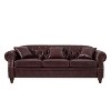 GDFStudio Edgar 85.8'' Mid-Century Modern Chesterfield 3-Seater Rubberwood Faux Leather Upholstered Tufted Storage Sofa - 4 of 4