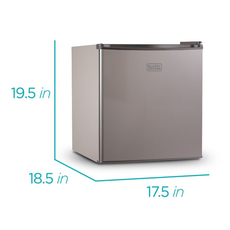 BLACK+DECKER Compact Refrigerator 1.7 Cu. Ft. with Door Storage, Silver, 3 of 9
