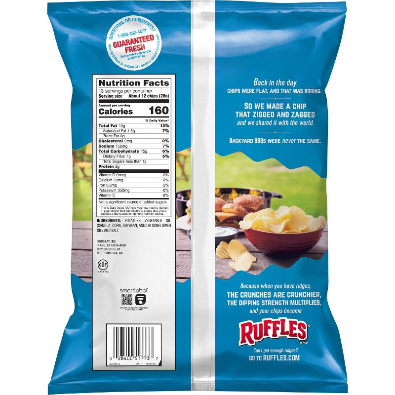 Ruffles Original Flavor Party Size Ridged Potato Chips - 13oz, 2 of 4