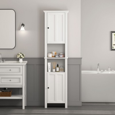 NicBex Bathroom Floor Cabinet with 6 Adjustable Shelves,Tall Bathroom Cabinet with 2 Doors,67" Freestanding Cabinet Storage for Kitchen/Living,White