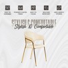 LeisureMod Dining Chair Upholstered Leather Armchair Velvet Accent Ergonomic Padded Seat and Back Durable Stainless Steel Base Bella Series - 3 of 4