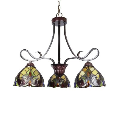 Adia Victorian-Style Mini Chandelier in Dark Bronze with Tiffany Glass