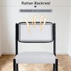 Set of 2 Dining Chairs, Modern Farmhouse Accent Chairs Side Chairs with Rattan Backrest & Rubber Wood Legs - ModernLuxe - 3 of 4