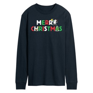 Men's - Peanuts - Merry Christmas Snoopy Long Sleeve Graphic T-Shirt - 1 of 4