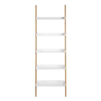 76" Remus Ladder Bookshelf Modern Oak and White - Universal Expert