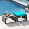 Tangkula 2 Pieces Patio PE Rattan Ottomans with Soft Zippered Cushions for Deck Frame - 3 of 4