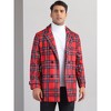 Lars Amadeus Men's Plaid Notch Collar Double Breasted Winter Long Coat - 2 of 4