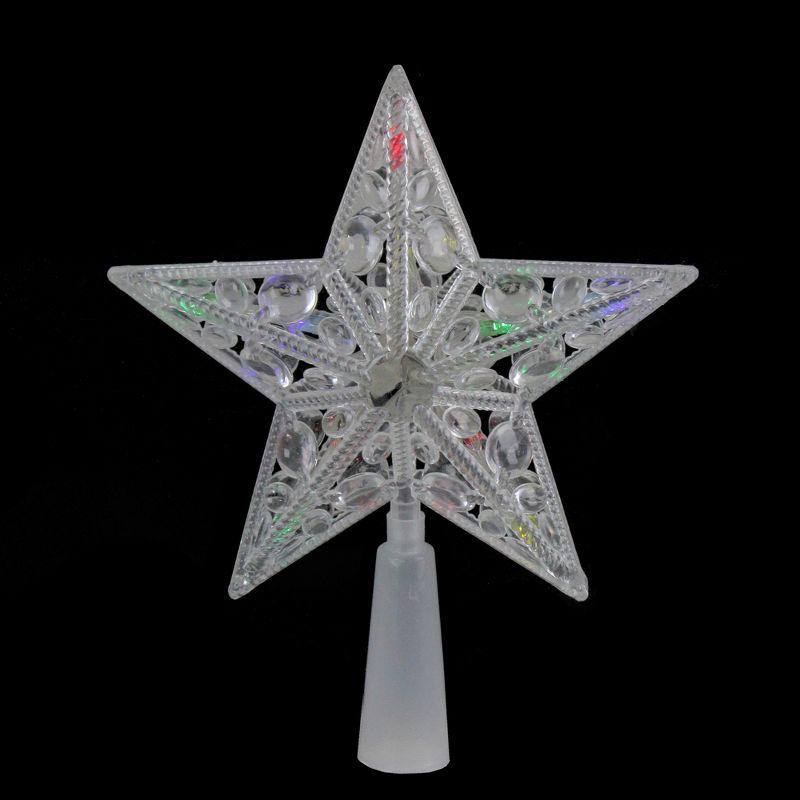 Northlight 7.5" Pre-Lit Clear Jeweled Star Battery Operated Christmas Tree Topper - Multicolor Lights, 2 of 3