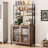 5-Tier Bakers Rack with Cabinet, Microwave Stand, Coffee Bar, Adjustable Shelves, Brown. - 2 of 4