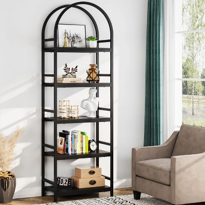 Hommoo Arched Bookcase Display Rack with Storage Shelves