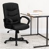 Emma and Oliver Mid-Back Black LeatherSoft Three Line Horizontal Stitch Swivel Office Chair - 2 of 4