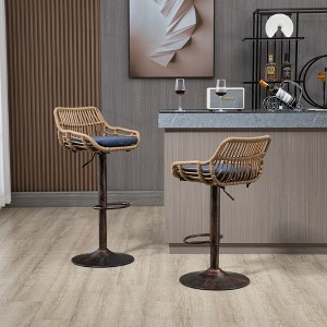 CAVINAS 360° Swivel Bar Stools Adjustable Height,Rattan Counter Stools Set of 2 with Footrest,Linen Upholstered Barstools for Kitchen,Dining Room - 1 of 4