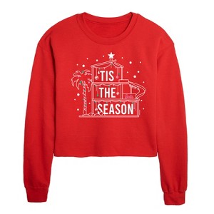Barbie Holidays & Christmas Cropped Long Sleeve Crew Neck Sweatshirt - Red - X-Large - 1 of 3