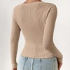 Women's V-Neck Button Up Cardigan Short Sleeve Cropped Knit Sweater - 2 of 4