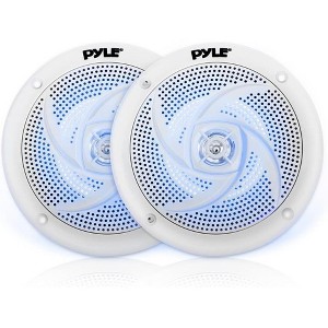 Low-Profile Marine LED Speakers for Boats with Waterproof Design, 100W Slim Pair, Blue Lights - 1 of 4