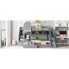 Full-Over-Full Castle Style Bunk Bed with 2 Drawers 3 Shelves and Slide - Pink - 2 of 4