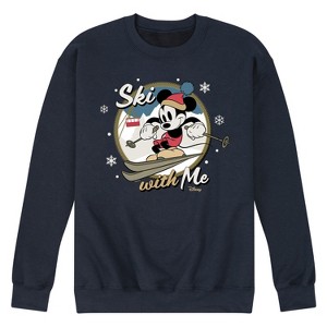Men's - Disney - Ski With Me Mickey Graphic Fleece Sweatshirt - 1 of 4