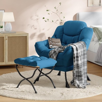Modern Lazy Chair with Side Pocket, Large Comfy Lounge Armchair for Living Room, Bedroom, Office, Easy Assembly