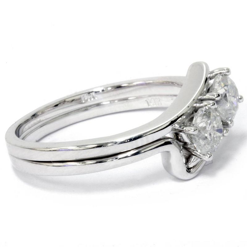 Pompeii3 3/4CT Two Stone Diamond Forever Us Engagement Ring Set 10K White Gold, 4 of 6