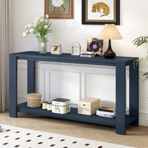 Minimalist Console Table with Bottom Shelf and Four Legs, Sleek Modern Design - 1 of 4
