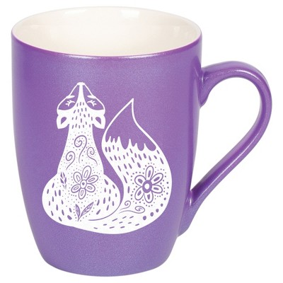 Elanze Designs 10 Ounce Metallic Finish New Bone China Tea Coffee Cup Mug� Passion Purple Sly Forest Fox