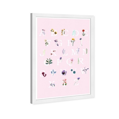 Olivia's Easel 13" x 19" Floral Alphabet Motivational Quotes Framed Wall Art Pink : Modern Decor, Botanical and Animal Digital Art