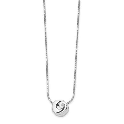 Black Bow Jewelry Diamond Swirl Necklace in Rhodium Plated Silver, 18-20 Inch