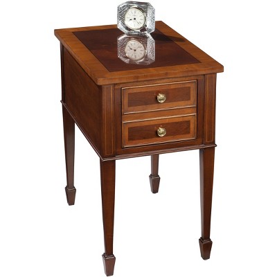 Mahogany Brown Rectangular Chairside Table with Storage