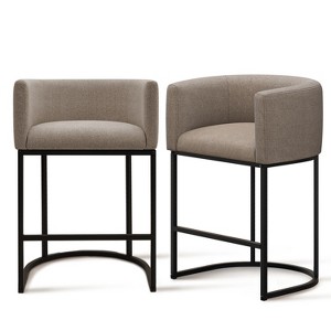 NEWLAYOUT Counter Height Bar Stools Set of 2, 24" Height Barstools for Dining Room, Upholstered Bar Chair for Kitchen Island - 1 of 4