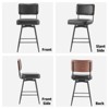 Karl Home Set Of 2 Black PU Leather And Curved Wood Back Bar Stools, Iron Base, Swivel - 2 of 4