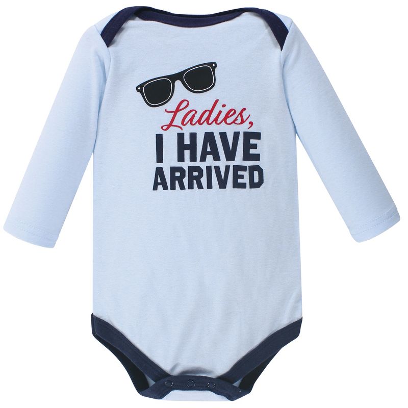 Hudson Baby Infant Boy Cotton Long-Sleeve Bodysuits 5pk, Handsome Little Man, 4 of 8