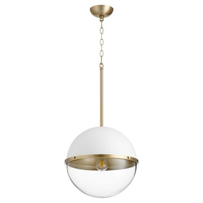 Quorum Lighting 1 - Light Pendant in  Studio White/Aged Brass