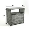 NAYSAYE Bar Serving Cart Outdoor Wicker Wine and Beverage Counter with Glass Top for Patio , Gray, 35.2"*20.6"*34.2" - 4 of 4