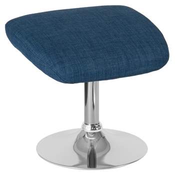 Merrick Lane Fabric Ottoman Footrest with Round Metal Base