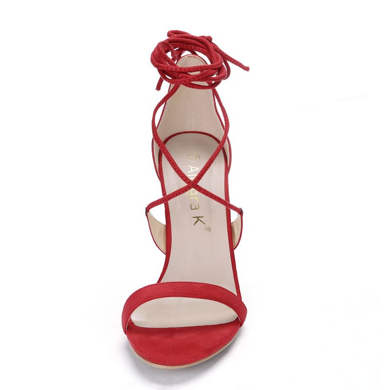 Allegra K Women's Stiletto Heel Lace-up Sandals, 3 of 8