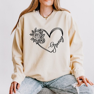 Simply Sage Market Granny Heart Outline Lightweight Garment Dyed Sweatshirt
